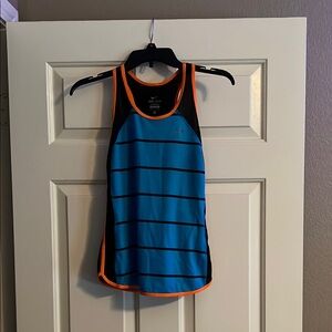 Nike Black and Blue Tank Top with Orange Trim Dri-Fit